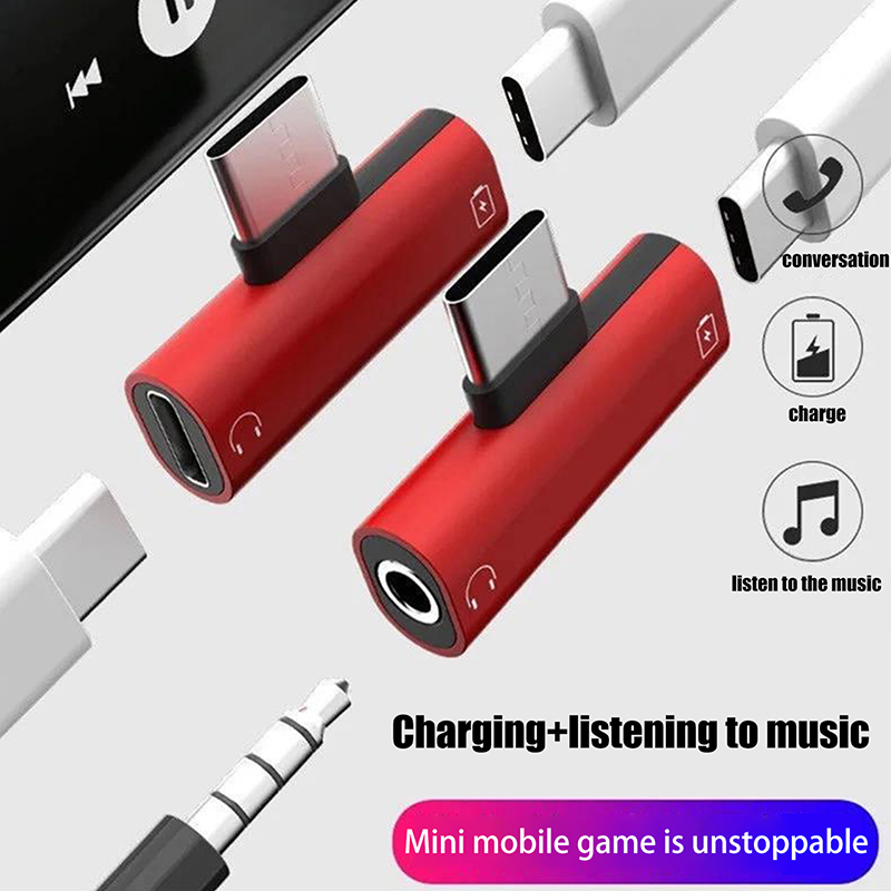 Earphone Splitter Jack - محولات معدنية من نوع USB-C إلى